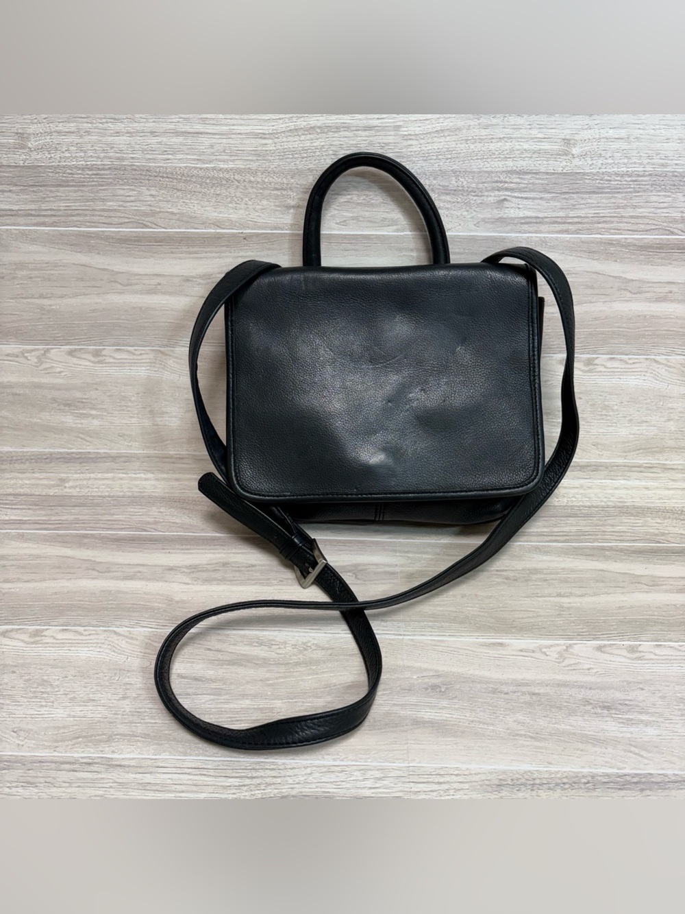 Tignanello Black Leather Crossbody Shoulder Bag